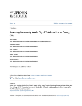 Assessing Community Needs: City of Toledo and Lucas County, Ohio