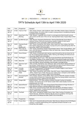 TPTV Schedule April 13Th to April 19Th 2020