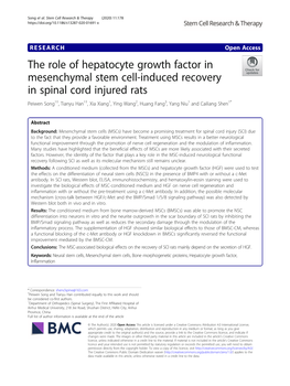 The Role of Hepatocyte Growth Factor in Mesenchymal Stem Cell-Induced