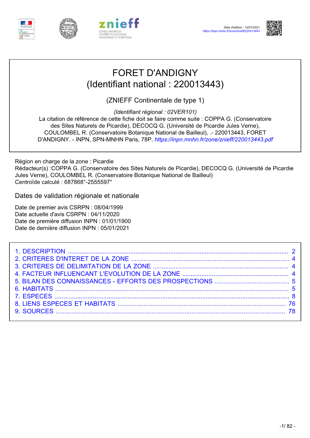 FORET D'andigny (Identifiant National : 220013443)