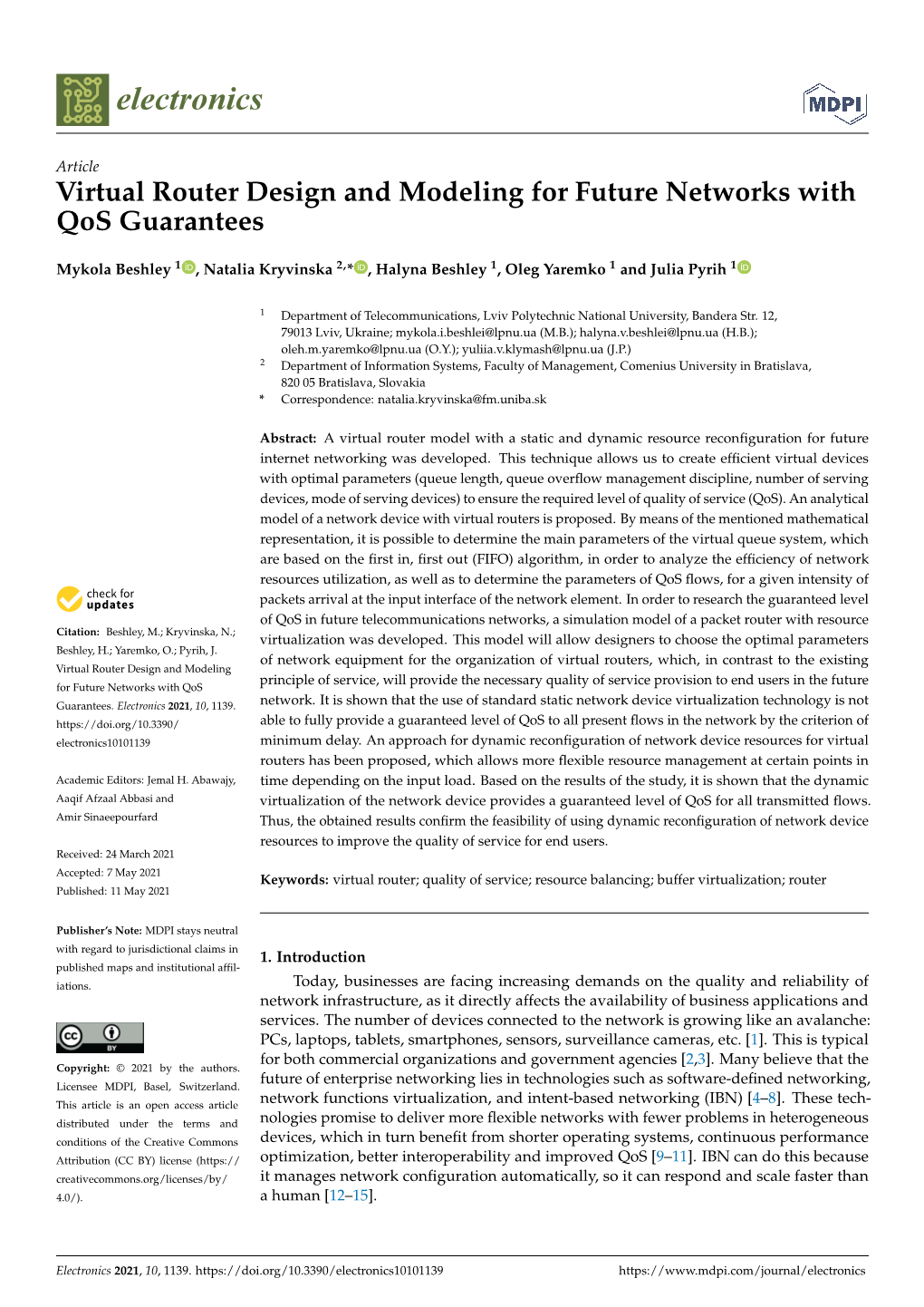 Virtual Router Design and Modeling for Future Networks with Qos Guarantees