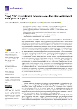 Disubstituted Selenoureas As Potential Antioxidant and Cytotoxic Agents