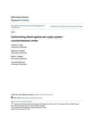 Cache-Timing Attack Against Aes Crypto System - Countermeasures Review