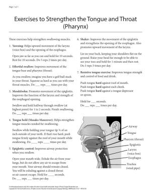 Exercises to Strengthen the Tongue and Throat (Pharynx)