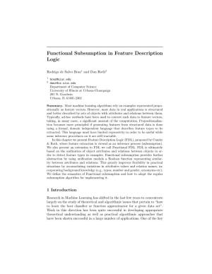 Feature Extraction with Description Logics Functional Subsumption