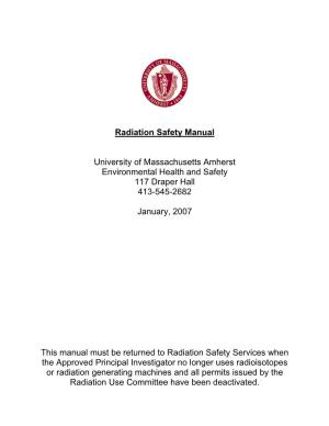 Radiation Safety Manual University of Massachusetts Amherst