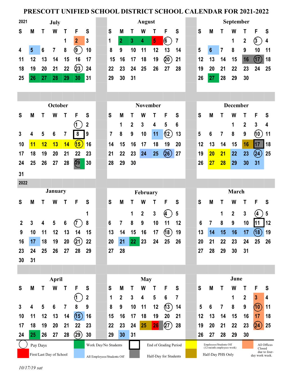 2021-2022 Academic Calendar