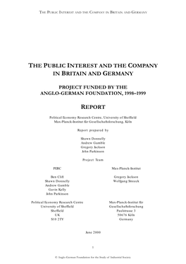 The Public Interest and the Company in Britain and Germany