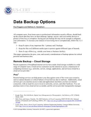 Data Backup Options Paul Ruggiero and Matthew A