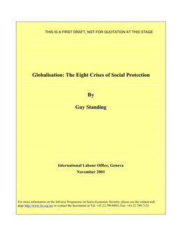 Globalisation: the Eight Crises of Social Protection by Guy Standing