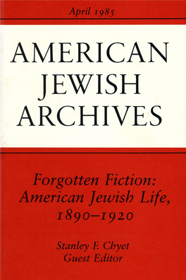 A Journal Devoted to the Preservation and Study of the American Jewish Experience