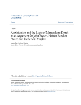 Abolitionism and the Logic of Martyrdom: Death As an Argument