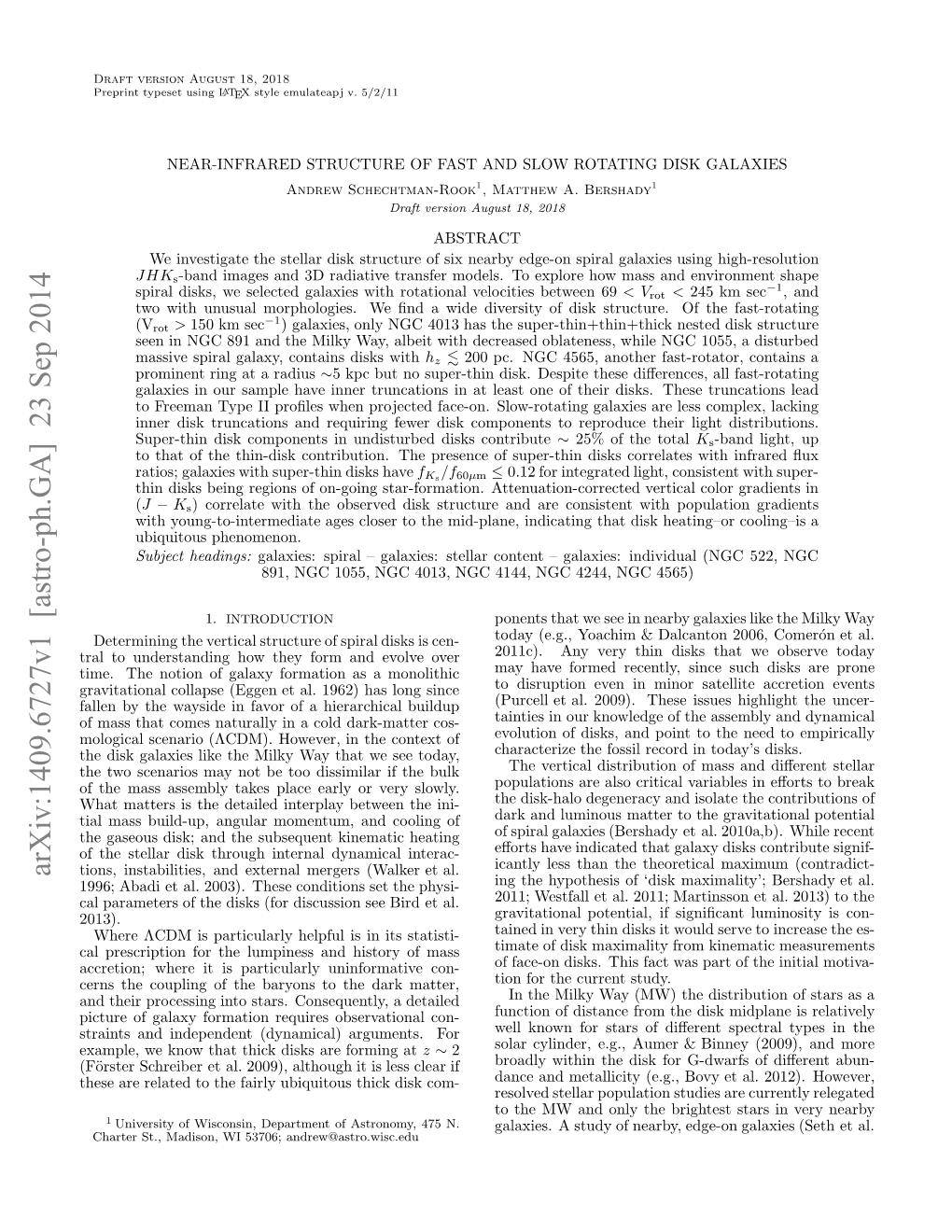 Near-Infrared Structure of Fast and Slow Rotating Disk Galaxies