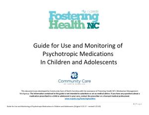 Guide for Use and Monitoring of Psychotropic Medications in Children and Adolescents