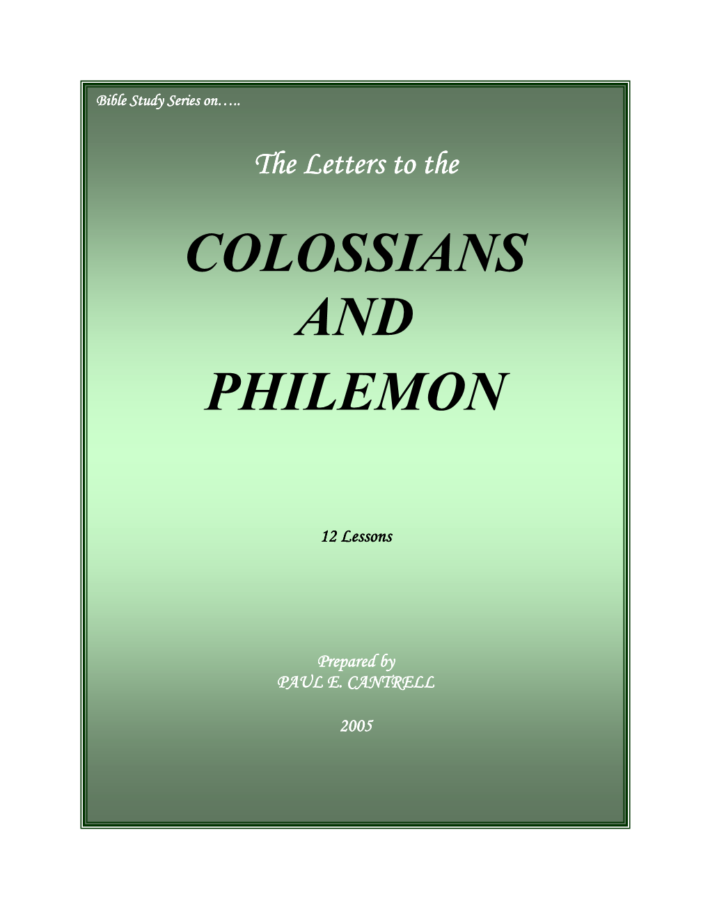 Colossians and Philemon Page 1