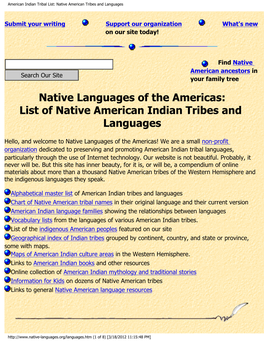 American Indian Tribal List: Native American Tribes and Languages