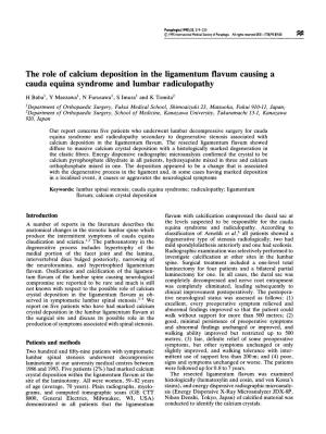 The Role of Calcium Deposition in the Ligamentum Flavum Causing A