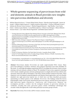 Whole-Genome Sequencing of Parvoviruses from Wild And