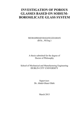 Borosilicate Glass System