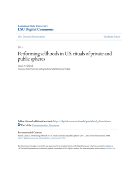 Performing Selfhoods in U.S. Rituals of Private and Public Spheres Linda A