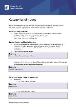 Categories of Nouns