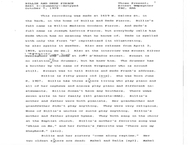 BILLIE and DEDE PIERCE Reel IV--Summary--Retyped October 7, 1959