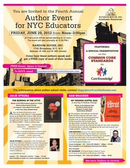 Author Event for NYC Educators