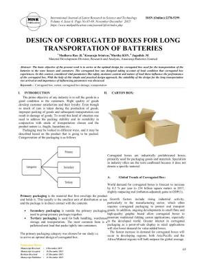 Design of Corrugated Boxes for Long Transportation of Batteries