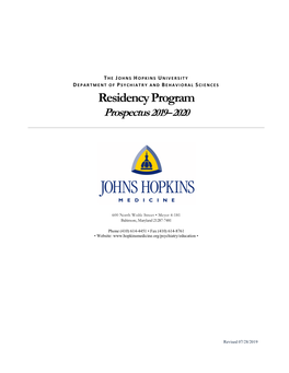 Residency Program Prospectus 2019– 2020
