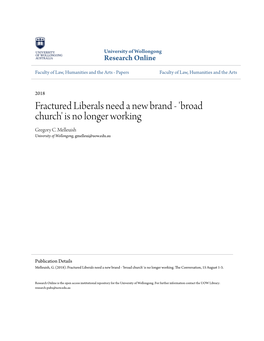 Broad Church' Is No Longer Working Gregory C