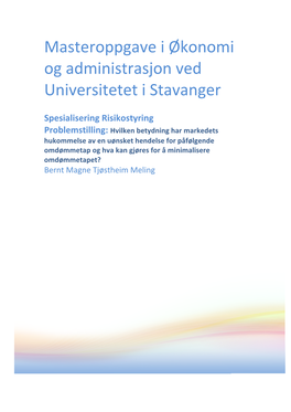 Masteroppgave I Økonomi Og Administrasjon Ved Universitetet I Stavanger