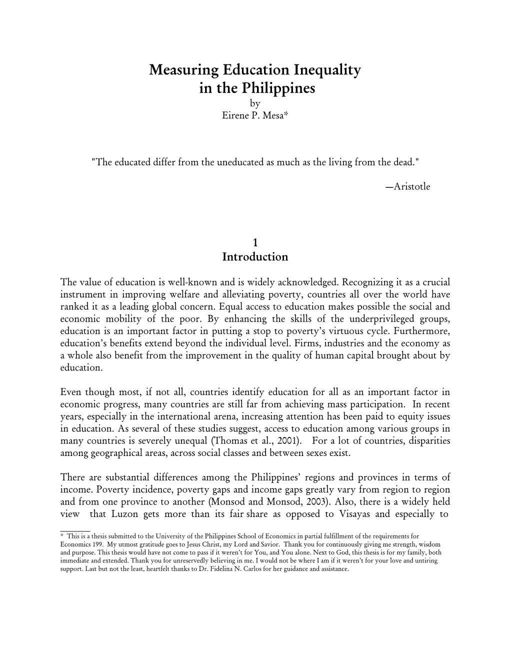 education inequality in the philippines essay