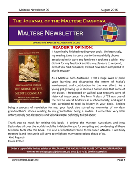Maltese Newsletter 90 August 2015