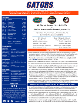 8 Florida Gators (9-2, 6-2 SEC) SEPT