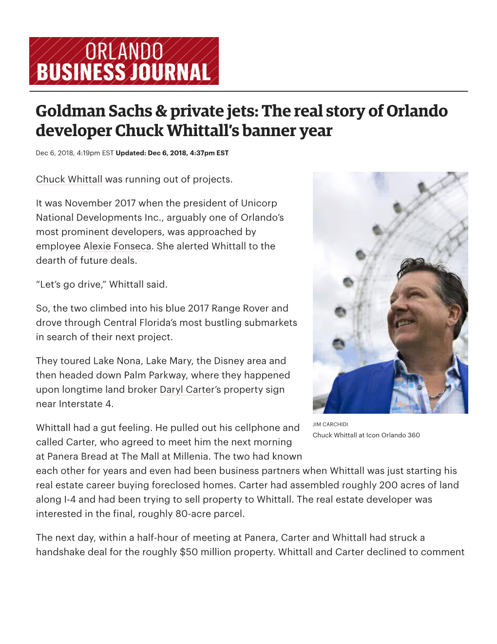 The Real Story of Orlando Developer Chuck Whittall's Banner Year