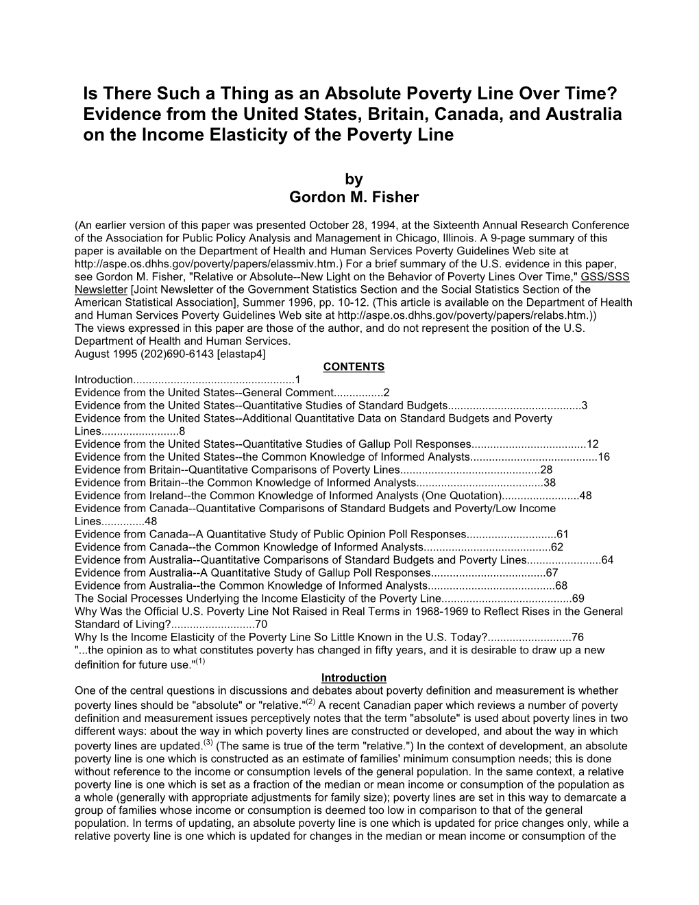 Is There Such a Thing As an Absolute Poverty Line Over Time?