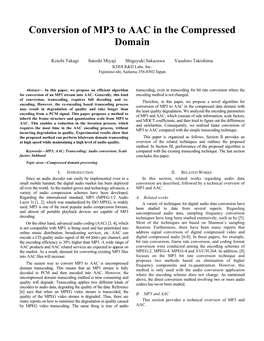 Conversion of MP3 to AAC in the Compressed Domain