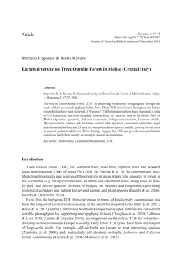Lichen Diversity on Trees Outside Forest in Molise (Central Italy)