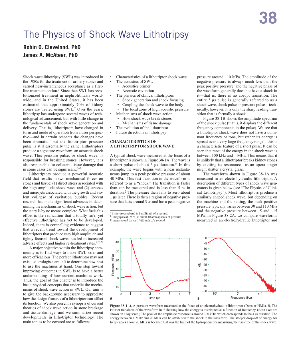 Ch038: the Physics of Shock Wave Lithotripsy