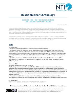 Russia Nuclear Chronology