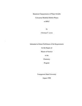 Retention Characteristics of Water-Soluble Calixarene Modified