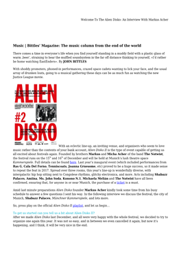 The Alien Disko: an Interview with Markus Acher