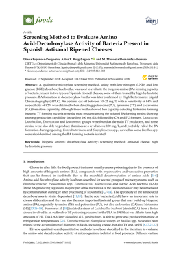 Screening Method to Evaluate Amino Acid-Decarboxylase Activity of Bacteria Present in Spanish Artisanal Ripened Cheeses