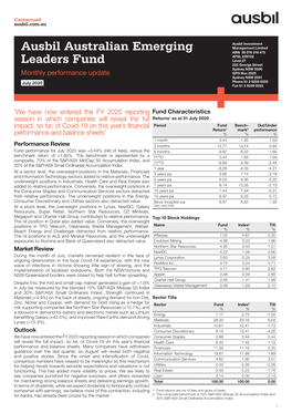 Ausbil Australian Emerging Leaders Fund (ARSN 089 995 442) (Fund)