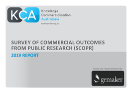 Survey of Commercial Outcomes from Public Research (Scopr) 2019 Report
