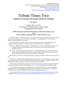 Tribute Times Two Anthems of Activism: Pete Seeger and Steve Goodman