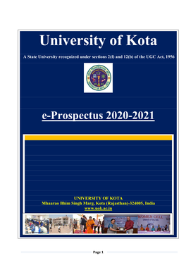 University of Kota a State University Recognized Under Sections 2(F) and 12(B) of the UGC Act, 1956