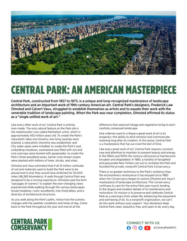 Central Park: an American Masterpiece