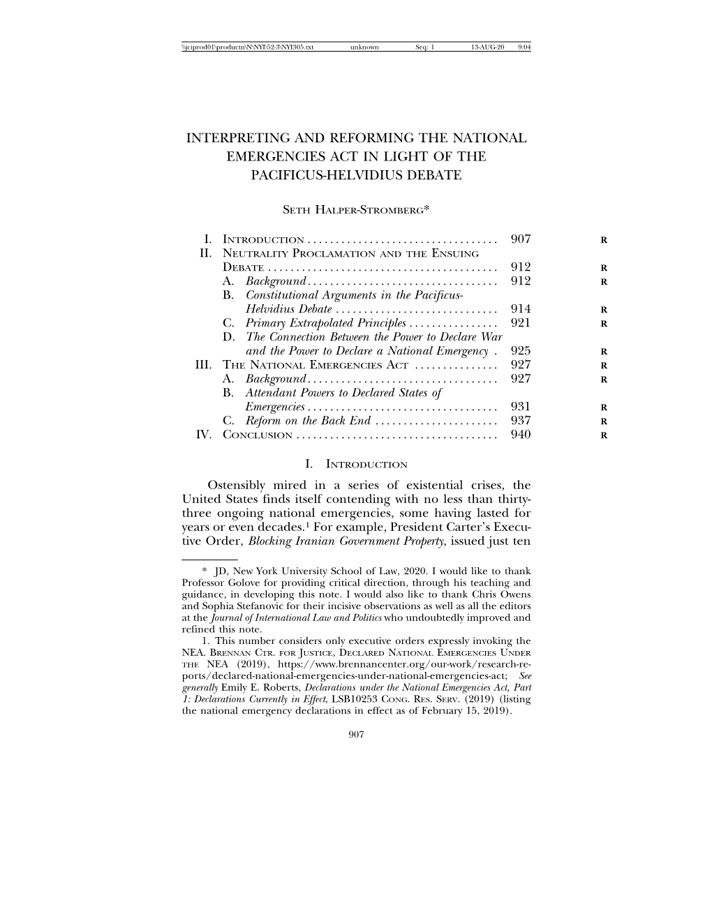 Interpreting and Reforming the National Emergencies Act in Light of the Pacificus-Helvidius Debate