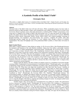 A Symbolic Profile of the Bahá'í Faith*